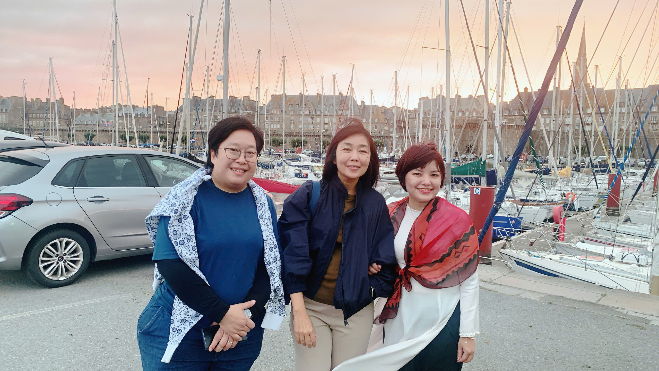 Tami (right) with partners in the historic port city of Saint Malo, home to our innovation partner, Codif France.